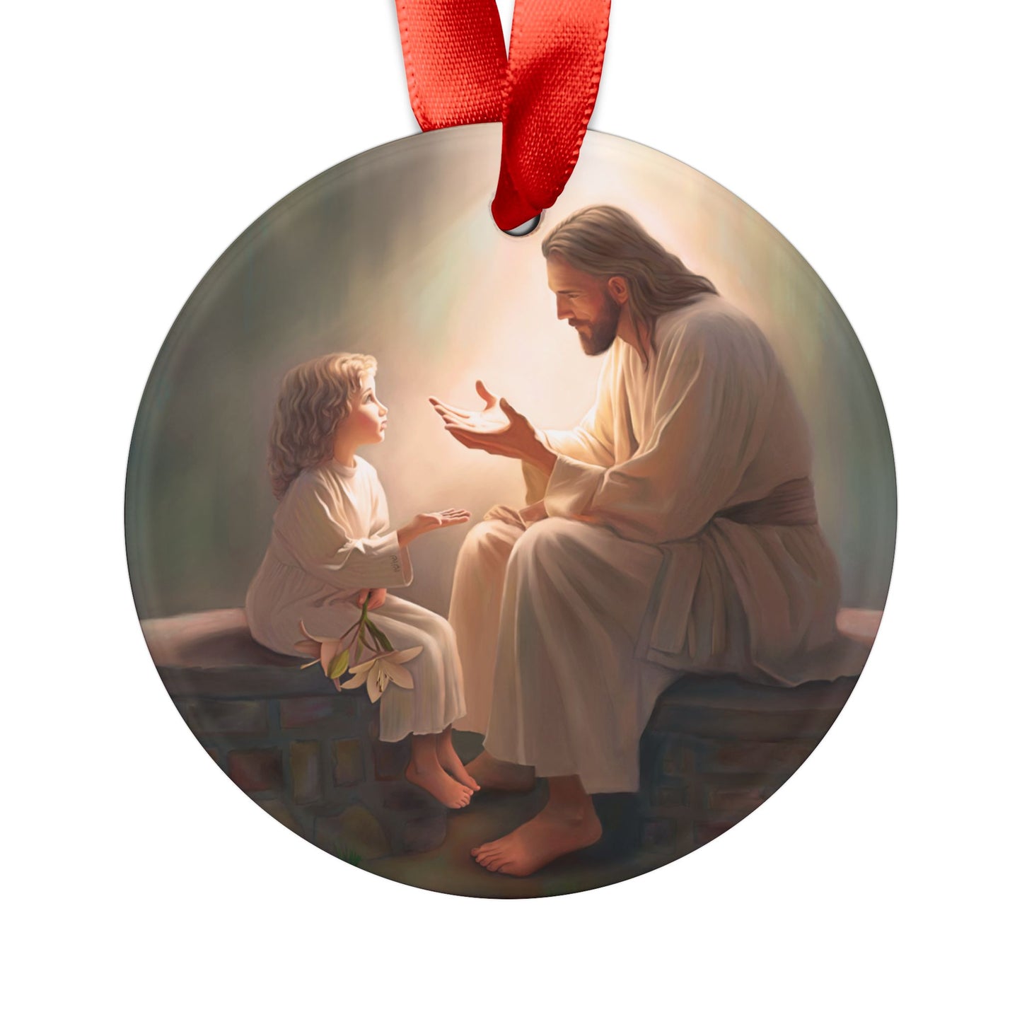 Acrylic Jesus Ornament with Ribbon, Christmas Ornament