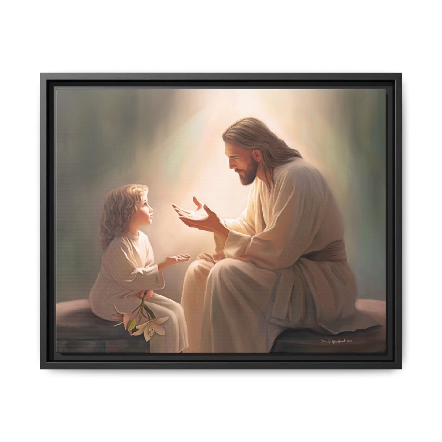 You Are The Light Fine Art Canvas Print, Framed, Picture of Jesus, Christian Gift, Christian Art, Jesus Christ Art with Child, Framed