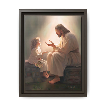 We are His Children, Fine Art Framed Canvas Print, Picture of Jesus, Jesus with a Child, Christian Gift, Christian Art, Jesus Christ Art with Child