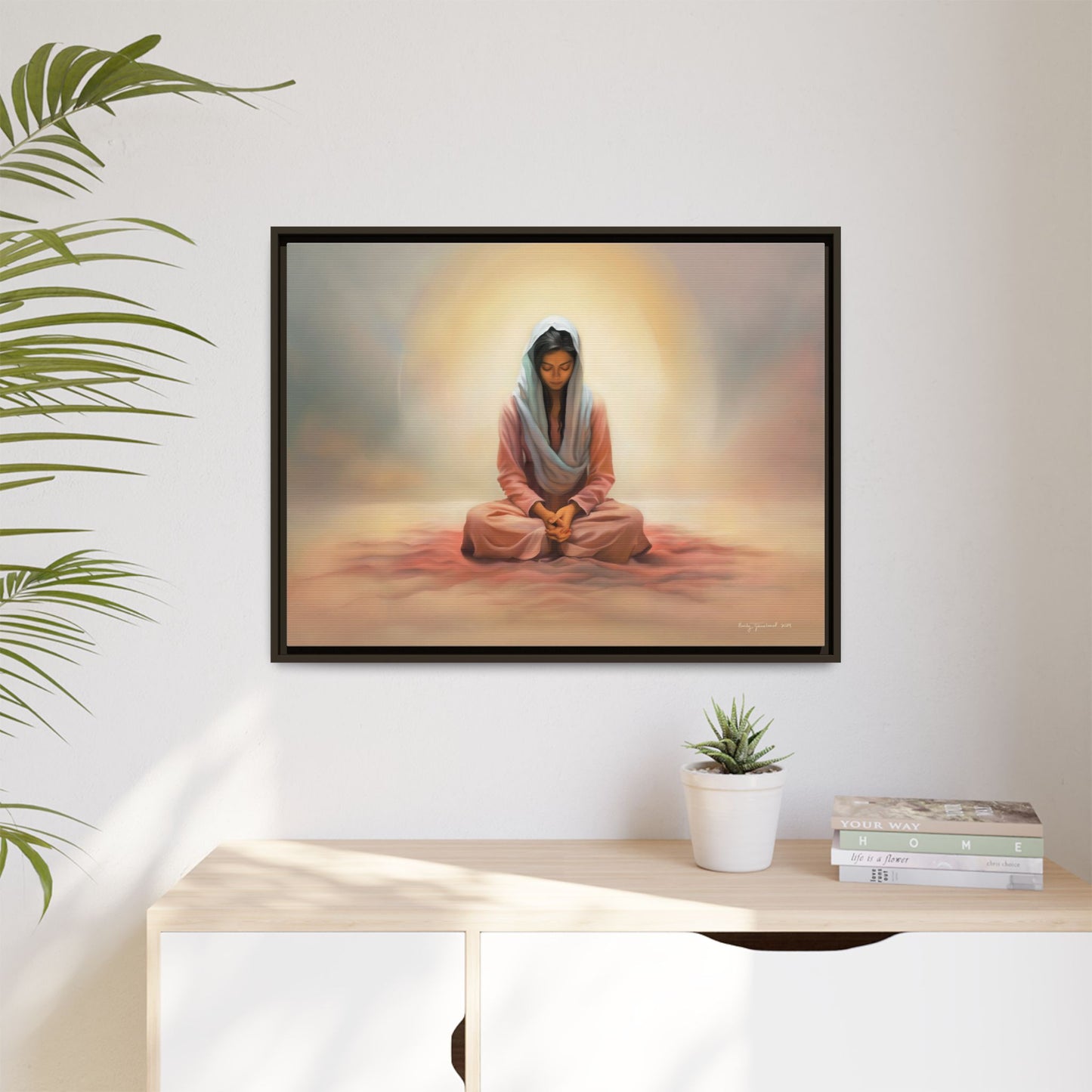 Stillness Christian Matte Canvas Print Artwork Framed, Female Discipleship Meditation Art, Stillness Artwork, Stillness Artwork, Framed (Multi-color)