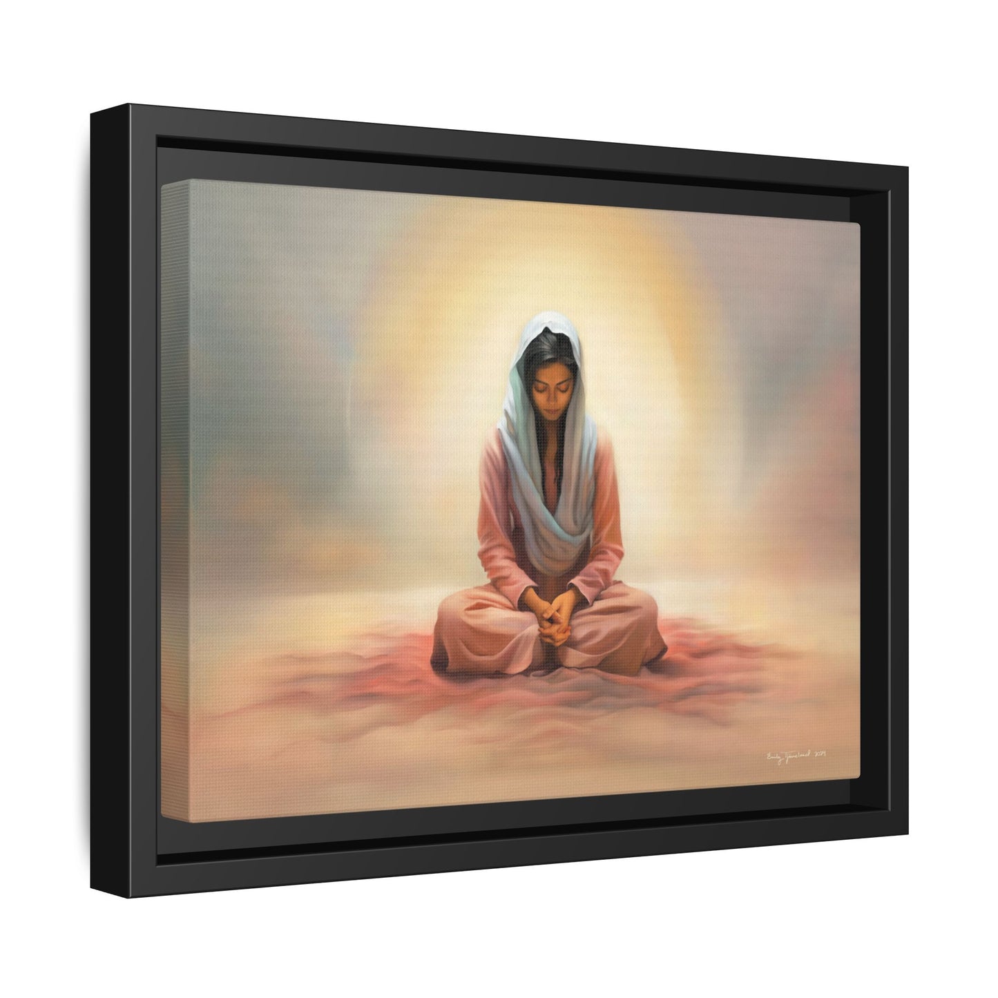 Stillness Christian Matte Canvas Print Artwork Framed, Female Discipleship Meditation Art, Stillness Artwork, Stillness Artwork, Framed (Multi-color)