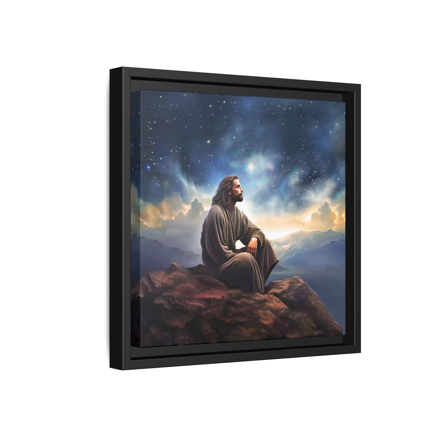 Jesus With The Stars, Framed Fine Art Canvas Print of Handmade Art, many sizes, Christian Art, Christian Gifts