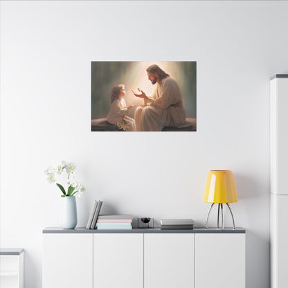 You Are The Light, fine art canvas print, Christian artwork, Jesus with a child, Jesus Christ with a little girl, Consider The Lillies