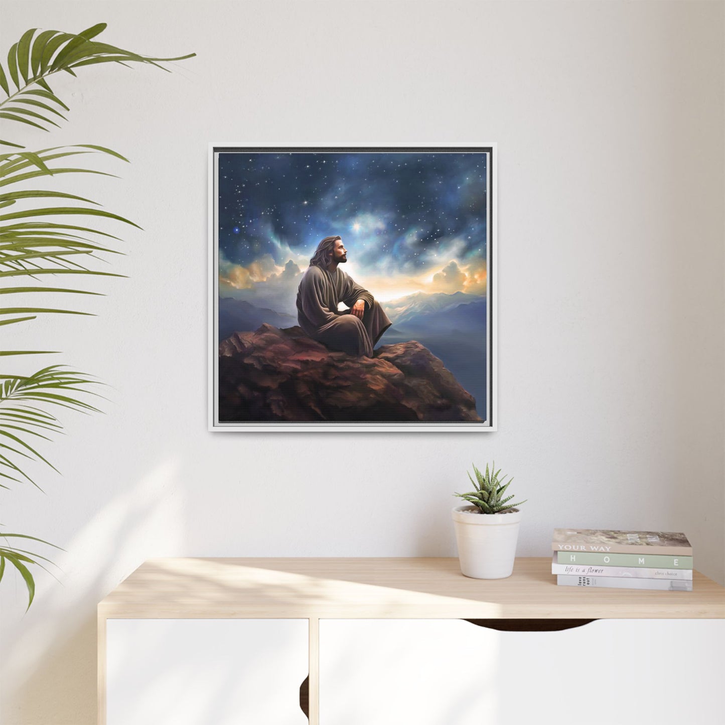 Jesus With The Stars, Framed Fine Art Canvas Print of Handmade Art, many sizes, Christian Art, Christian Gifts