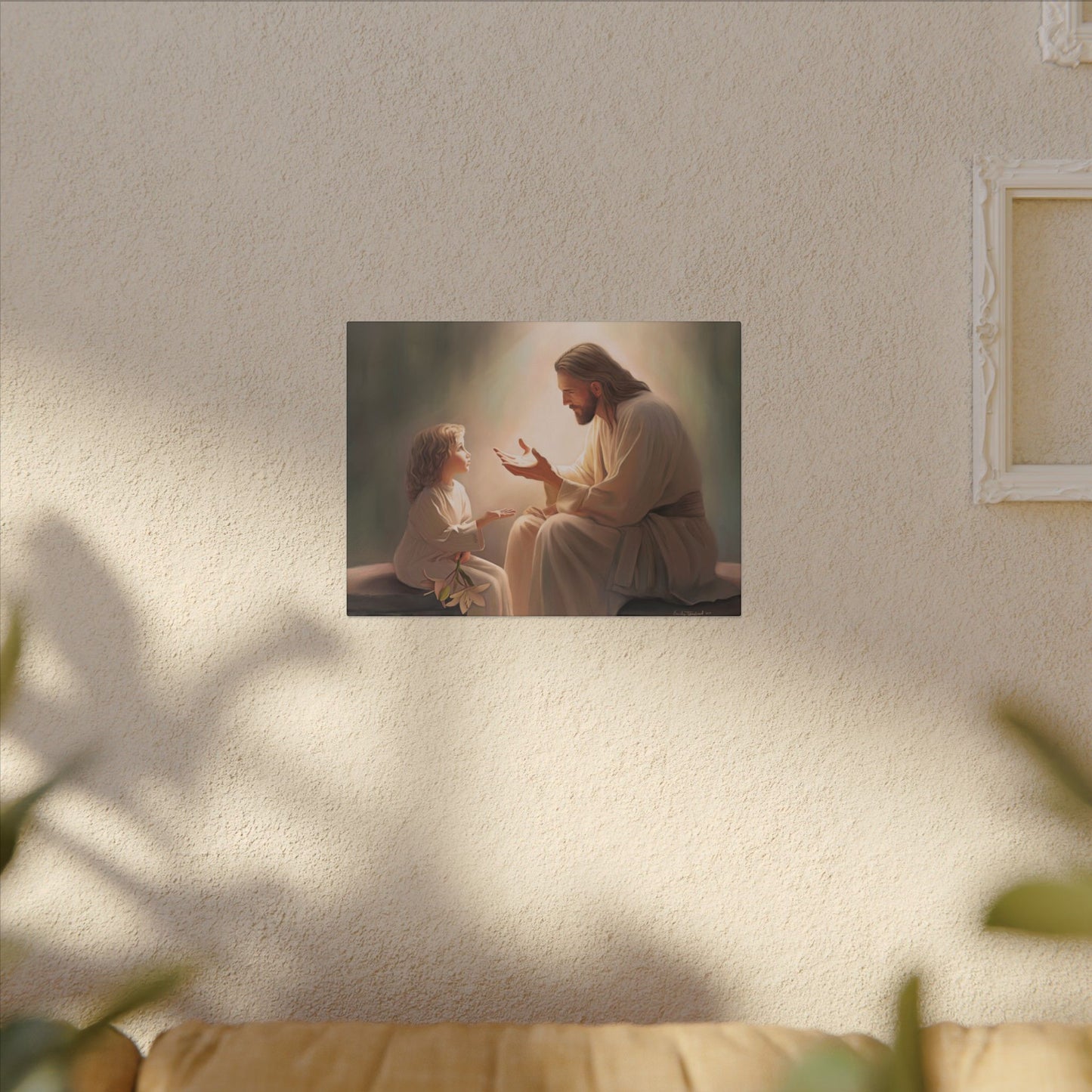 You Are The Light, fine art canvas print, Christian artwork, Jesus with a child, Jesus Christ with a little girl, Consider The Lillies