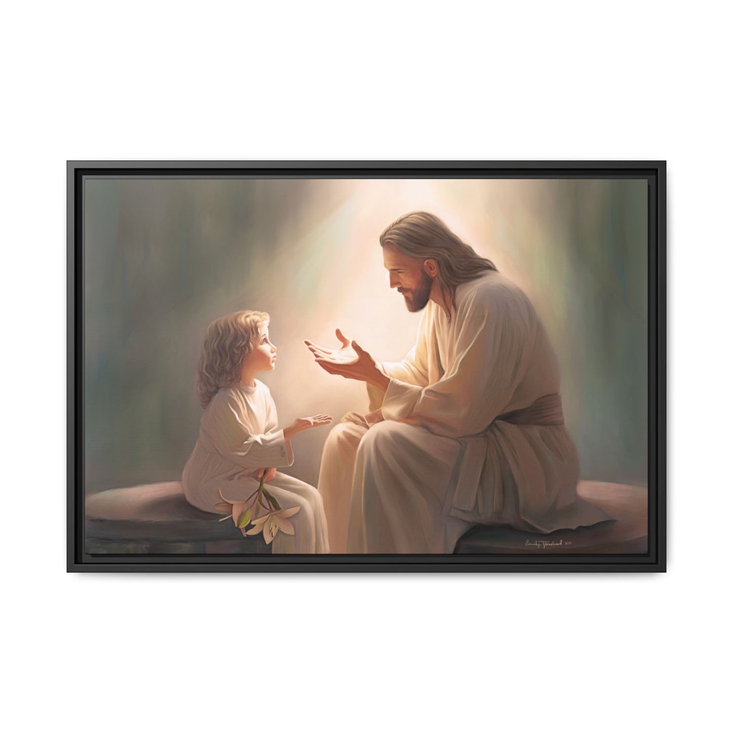 You Are The Light Fine Art Canvas Print, Framed, Picture of Jesus, Christian Gift, Christian Art, Jesus Christ Art with Child, Framed