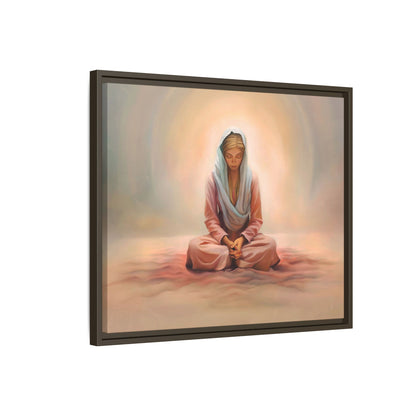 Stillness Framed Canvas Wall Art, Serene Meditation Decor, Spiritual Mindfulness Gift, Tranquil Room Accent, Woman Religious Art