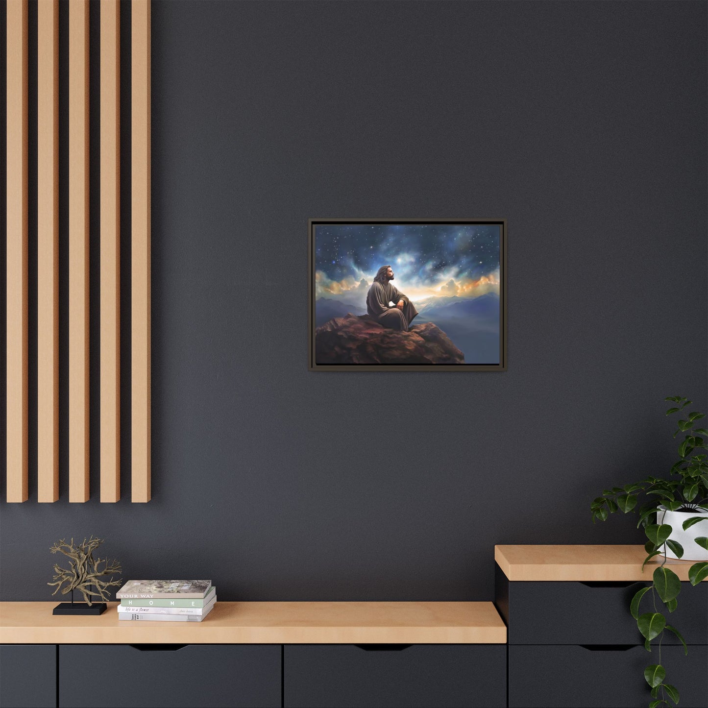 Jesus With The Stars, Framed Fine Art Canvas Print of Handmade Art, many sizes, Christian Art, Christian Gifts