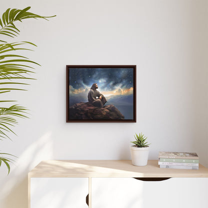 Jesus with The Stars, Canvas Print Art Framed, Jesus Christ Handmade Artwork, Deep Meditative Christian Gift