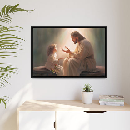 We are His Children, Fine Art Framed Canvas Print, Picture of Jesus, Jesus with a Child, Christian Gift, Christian Art, Jesus Christ Art with Child