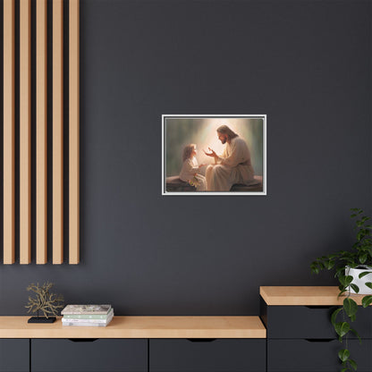 We are His Children, Fine Art Framed Canvas Print, Picture of Jesus, Jesus with a Child, Christian Gift, Christian Art, Jesus Christ Art with Child