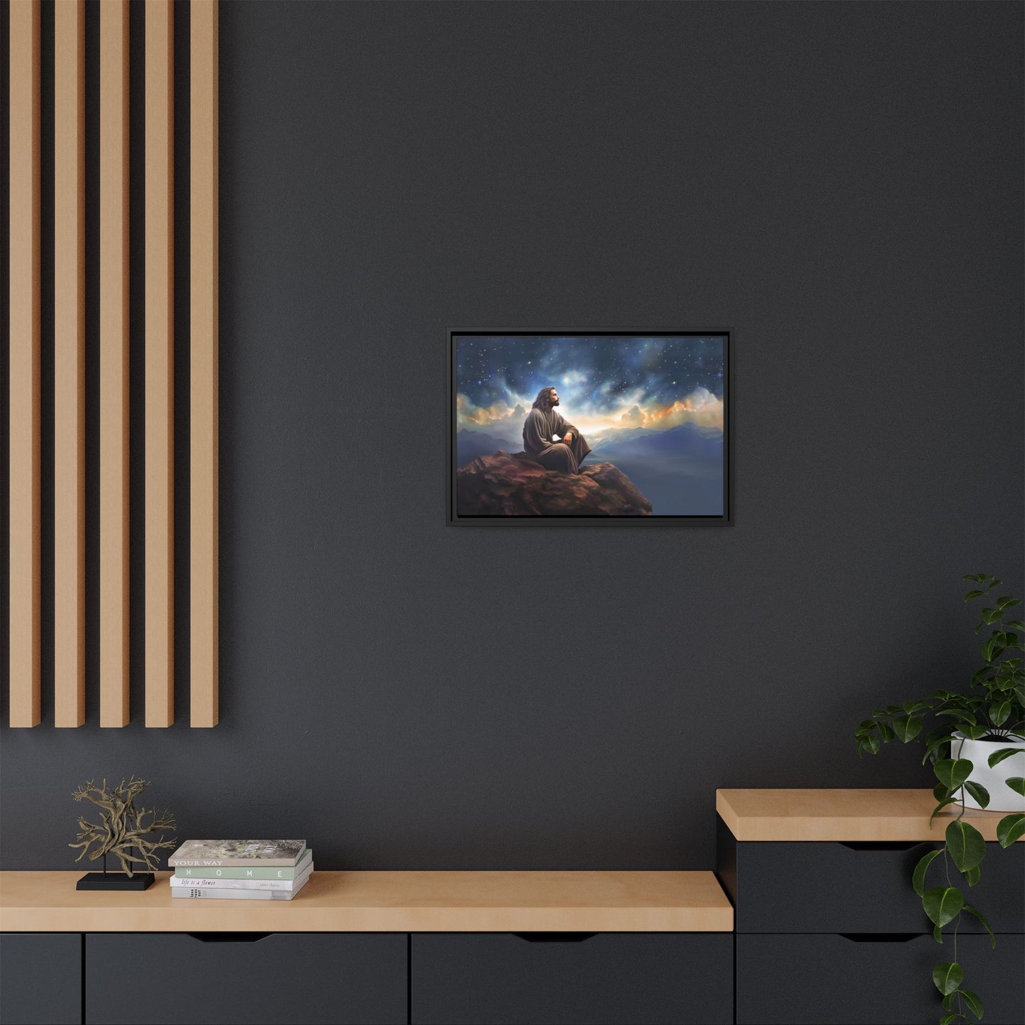 Jesus With The Stars, Framed Fine Art Canvas Print of Handmade Art, many sizes, Christian Art, Christian Gifts