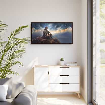 Jesus with The Stars, Canvas Print Art Framed, Jesus Christ Handmade Artwork, Deep Meditative Christian Gift