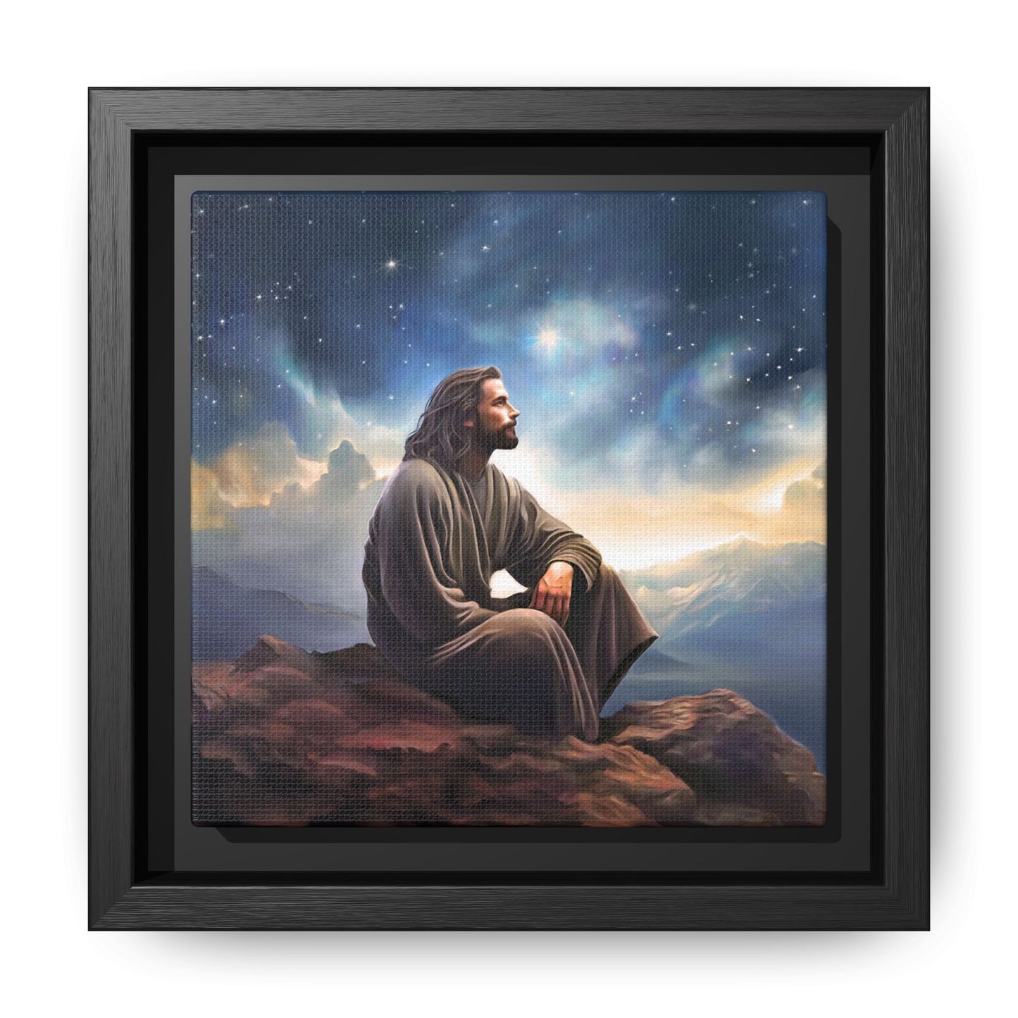 Jesus With The Stars, Framed Fine Art Canvas Print of Handmade Art, many sizes, Christian Art, Christian Gifts