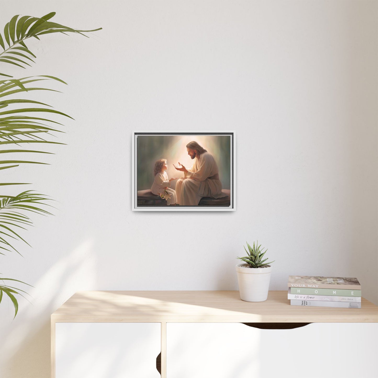 We are His Children, Fine Art Framed Canvas Print, Picture of Jesus, Jesus with a Child, Christian Gift, Christian Art, Jesus Christ Art with Child