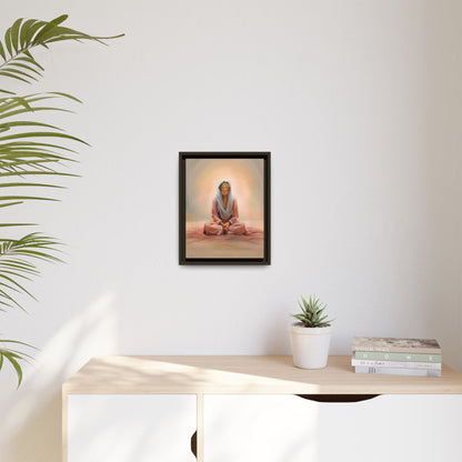 Stillness Framed Canvas Wall Art, Serene Meditation Decor, Spiritual Mindfulness Gift, Tranquil Room Accent, Woman Religious Art