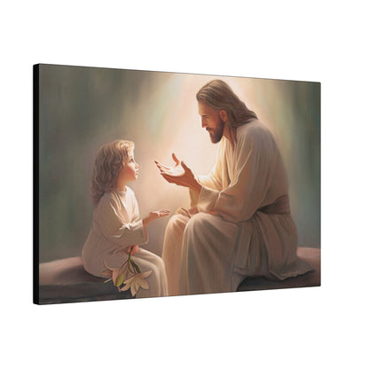 You Are The Light, fine art canvas print, Christian artwork, Jesus with a child, Jesus Christ with a little girl, Consider The Lillies