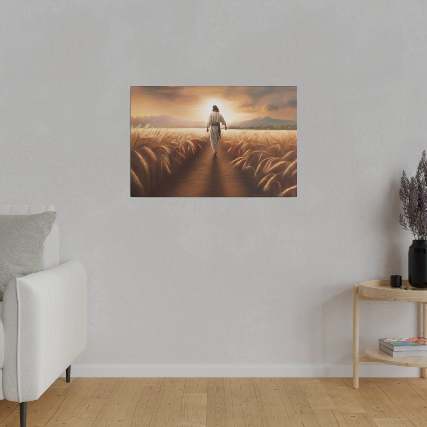 Called To Serve, Fine Art Canvas Print, Missionary Gift, many sizes, Jesus Christ walking through a wheat field, Christian Art