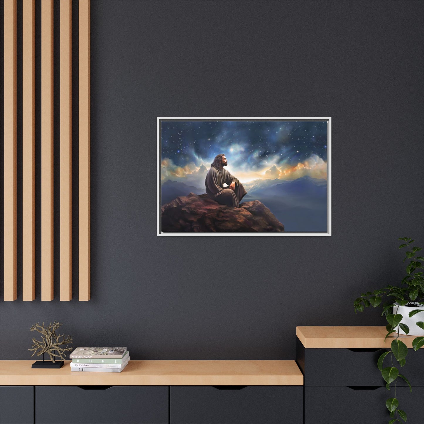 Jesus With The Stars, Framed Fine Art Canvas Print of Handmade Art, many sizes, Christian Art, Christian Gifts