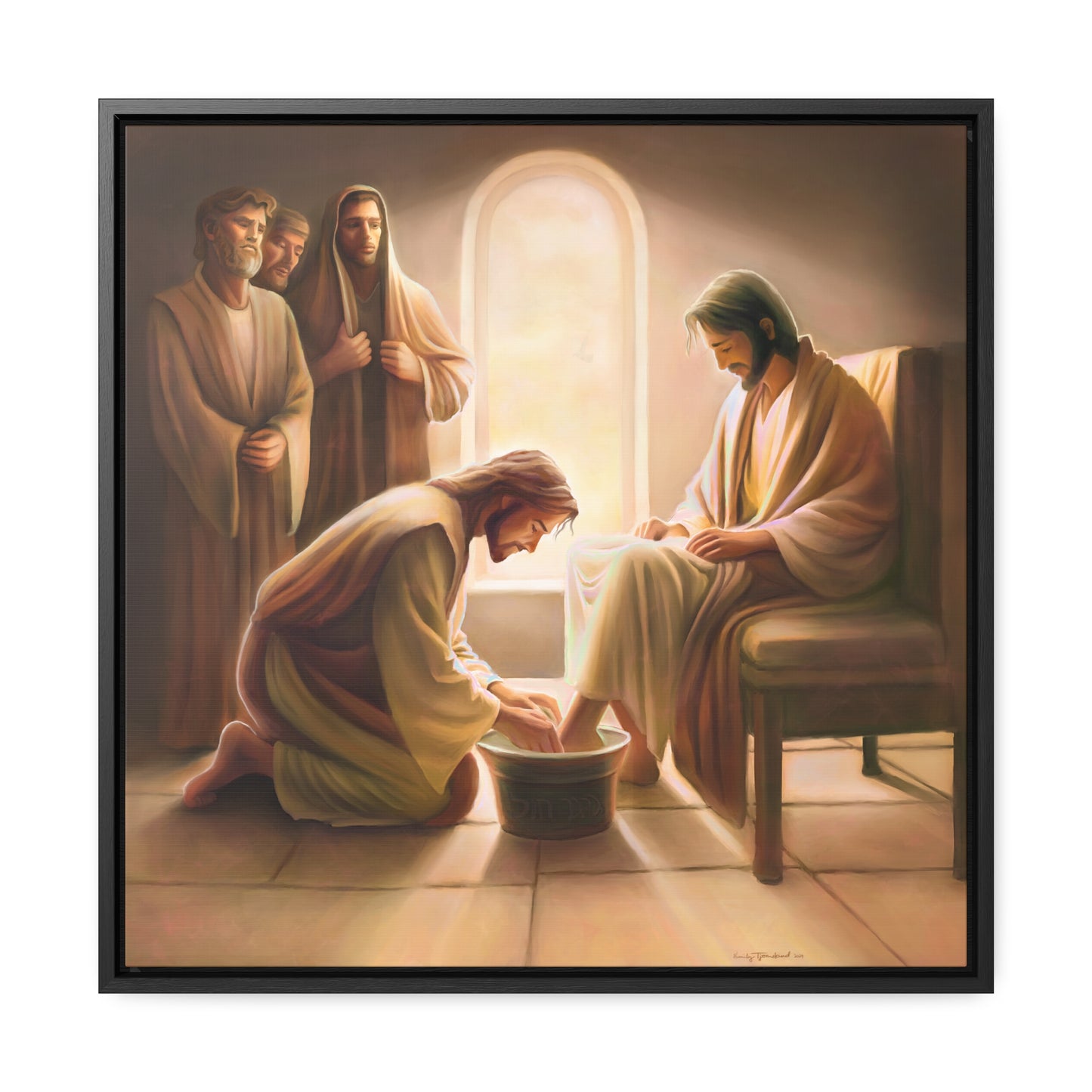 Jesus Washing the Feet, Canvas Print, Framed, The Unconditional Nature of God, Christian Art, Beautiful Art for Church and home, Gift for Him, Gift for Her