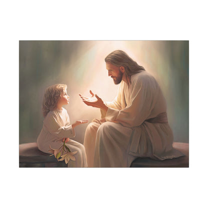 You Are The Light, fine art canvas print, Christian artwork, Jesus with a child, Jesus Christ with a little girl, Consider The Lillies