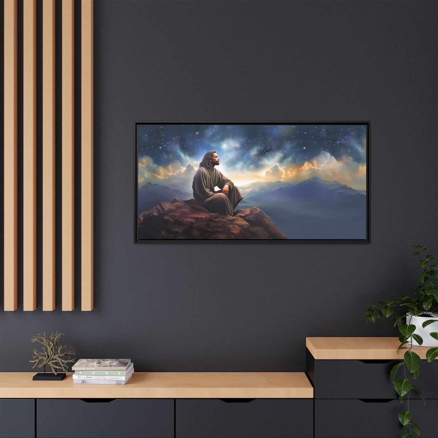 Jesus With The Stars, Framed Fine Art Canvas Print of Handmade Art, many sizes, Christian Art, Christian Gifts