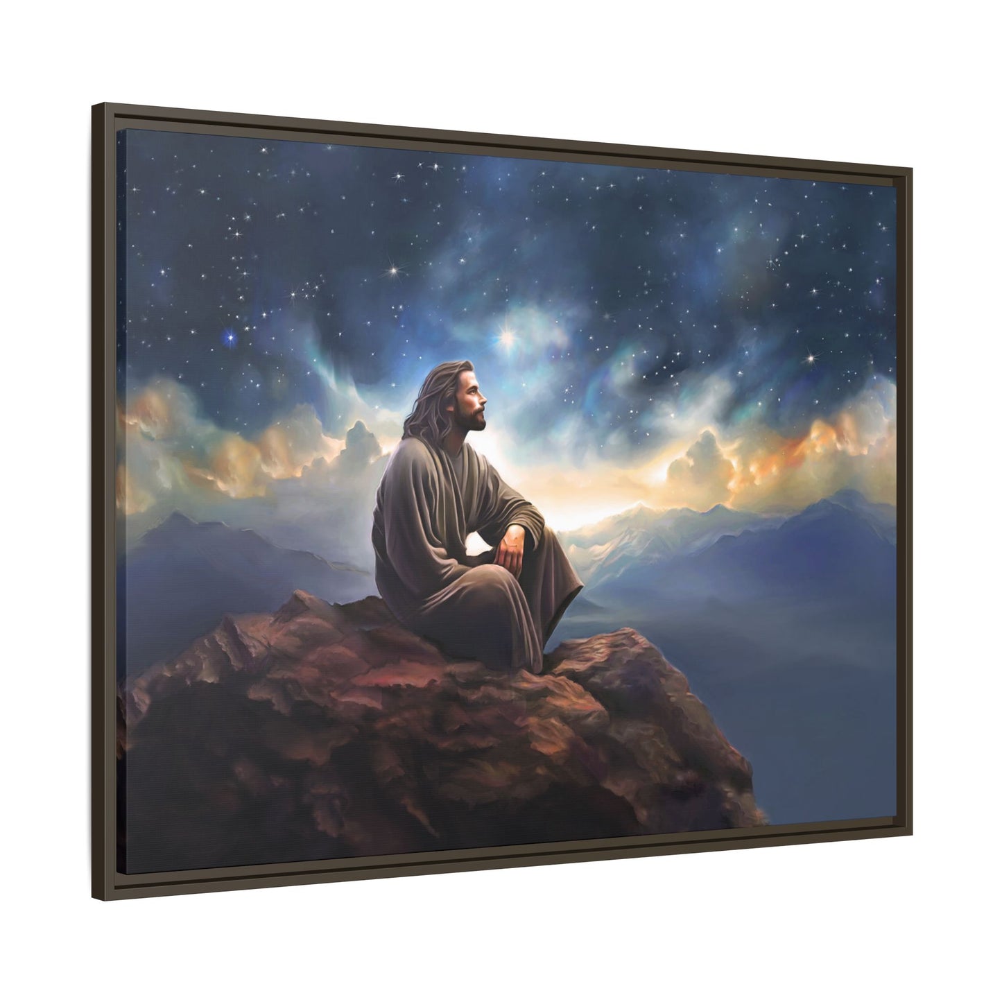Jesus With The Stars, Framed Fine Art Canvas Print of Handmade Art, many sizes, Christian Art, Christian Gifts