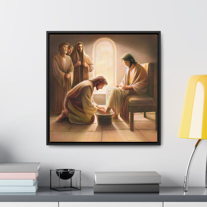 Jesus Washing the Feet, Canvas Print, Framed, The Unconditional Nature of God, Christian Art, Beautiful Art for Church and home, Gift for Him, Gift for Her