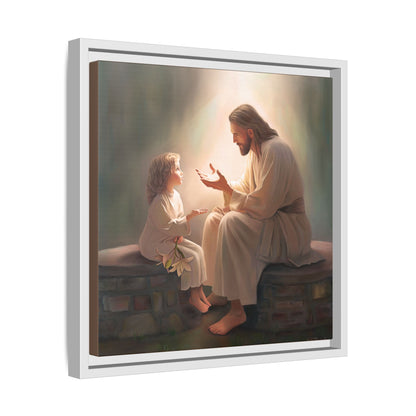 We are His Children, Fine Art Framed Canvas Print, Picture of Jesus, Jesus with a Child, Christian Gift, Christian Art, Jesus Christ Art with Child