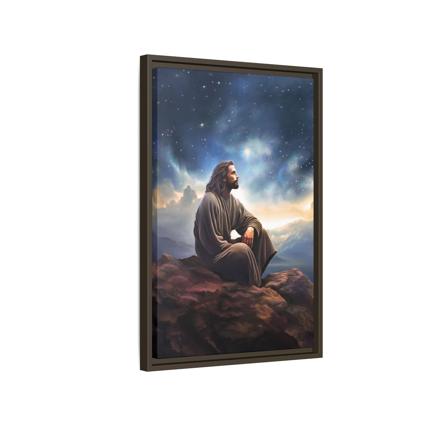 Jesus With The Stars, Framed Fine Art Canvas Print of Handmade Art, many sizes, Christian Art, Christian Gifts