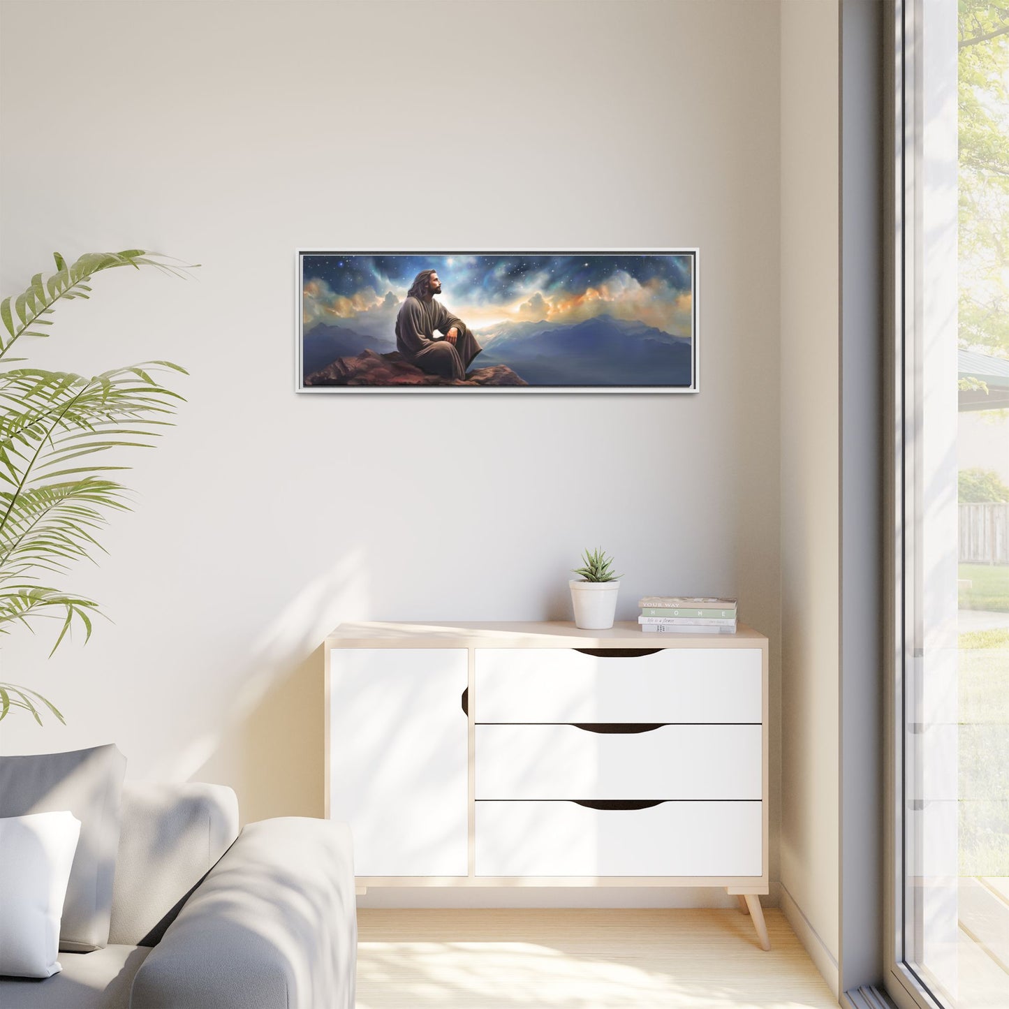 Jesus With The Stars, Framed Fine Art Canvas Print of Handmade Art, many sizes, Christian Art, Christian Gifts