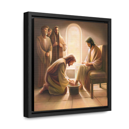 Jesus Washing the Feet, Canvas Print, Framed, The Unconditional Nature of God, Christian Art, Beautiful Art for Church and home, Gift for Him, Gift for Her