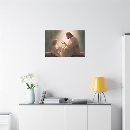 You Are The Light, fine art canvas print, Christian artwork, Jesus with a child, Jesus Christ with a little girl, Consider The Lillies