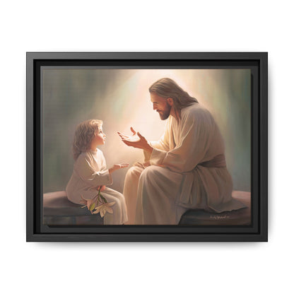 We are His Children, Fine Art Framed Canvas Print, Picture of Jesus, Jesus with a Child, Christian Gift, Christian Art, Jesus Christ Art with Child