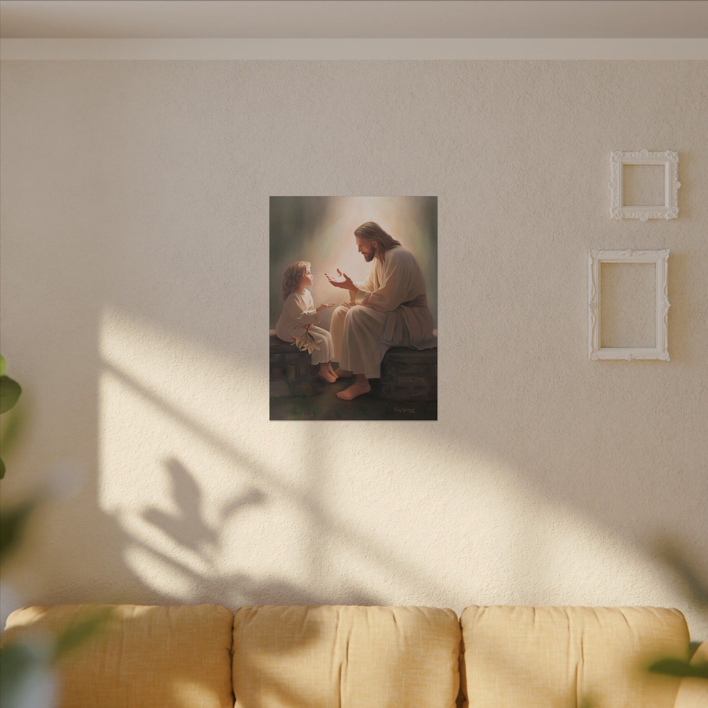 You Are The Light, fine art canvas print, Christian artwork, Jesus with a child, Jesus Christ with a little girl, Consider The Lillies