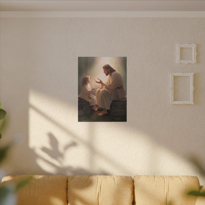 You Are The Light, fine art canvas print, Christian artwork, Jesus with a child, Jesus Christ with a little girl, Consider The Lillies