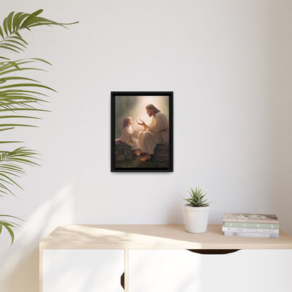 You Are The Light Fine Art Canvas Print, Framed, Picture of Jesus, Christian Gift, Christian Art, Jesus Christ Art with Child, Framed