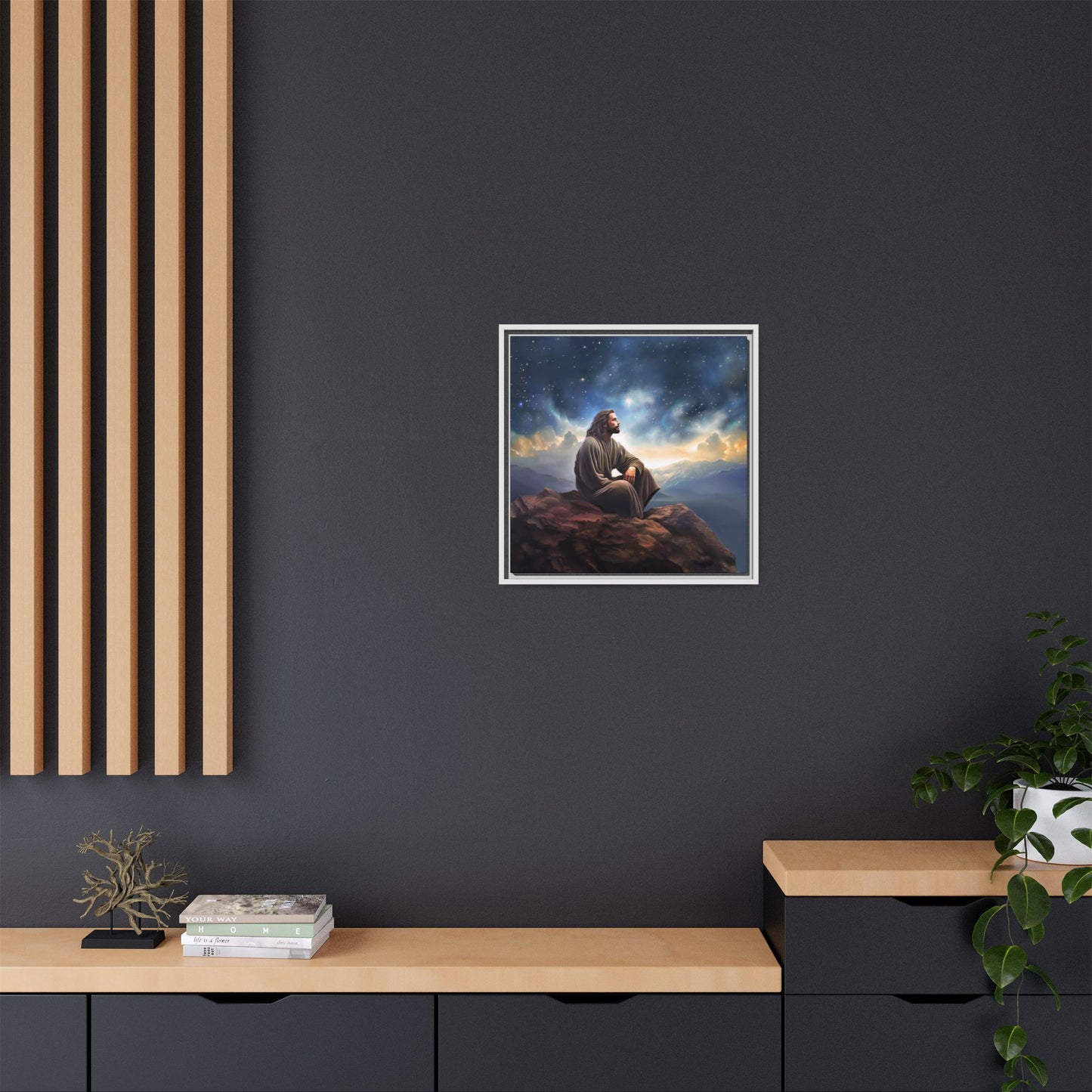 Jesus With The Stars, Framed Fine Art Canvas Print of Handmade Art, many sizes, Christian Art, Christian Gifts