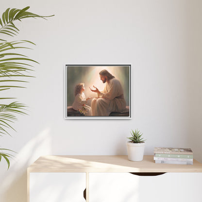 You Are The Light Fine Art Canvas Print, Framed, Picture of Jesus, Christian Gift, Christian Art, Jesus Christ Art with Child, Framed