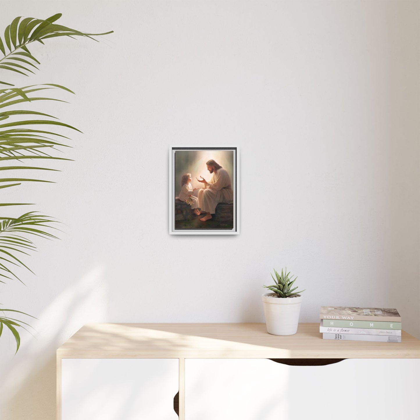 We are His Children, Fine Art Framed Canvas Print, Picture of Jesus, Jesus with a Child, Christian Gift, Christian Art, Jesus Christ Art with Child
