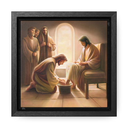 Jesus Washing the Feet, Canvas Print, Framed, The Unconditional Nature of God, Christian Art, Beautiful Art for Church and home, Gift for Him, Gift for Her