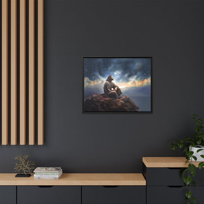 Jesus with The Stars, Canvas Print Art Framed, Jesus Christ Handmade Artwork, Deep Meditative Christian Gift