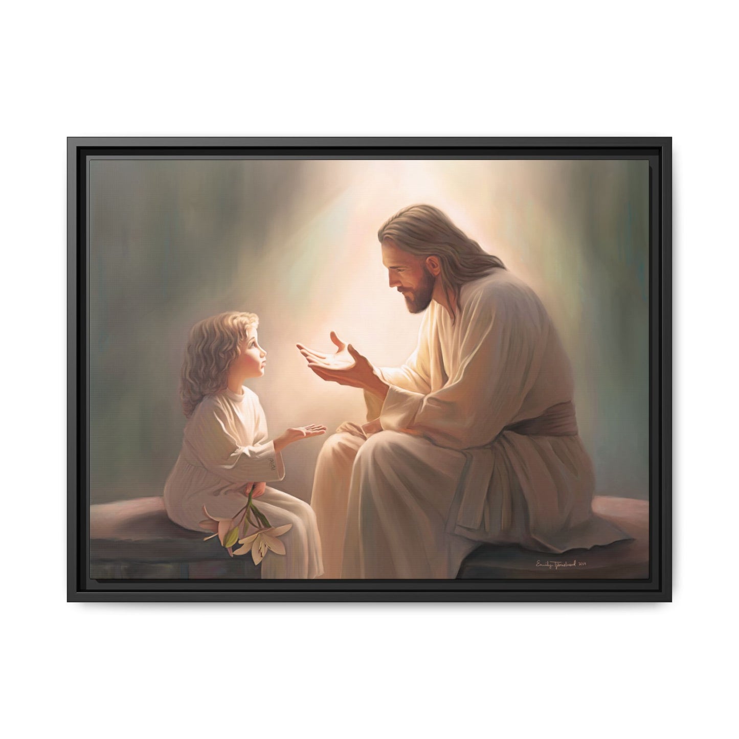 You Are The Light Fine Art Canvas Print, Framed, Picture of Jesus, Christian Gift, Christian Art, Jesus Christ Art with Child, Framed