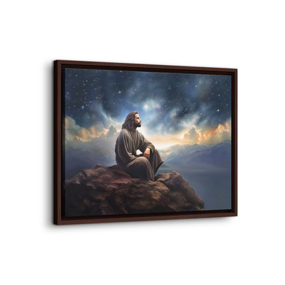 Jesus with The Stars, Canvas Print Art Framed, Jesus Christ Handmade Artwork, Deep Meditative Christian Gift