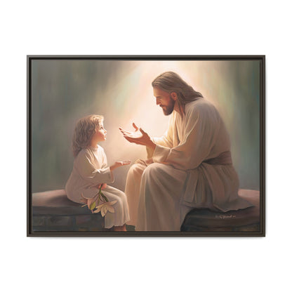 We are His Children, Fine Art Framed Canvas Print, Picture of Jesus, Jesus with a Child, Christian Gift, Christian Art, Jesus Christ Art with Child
