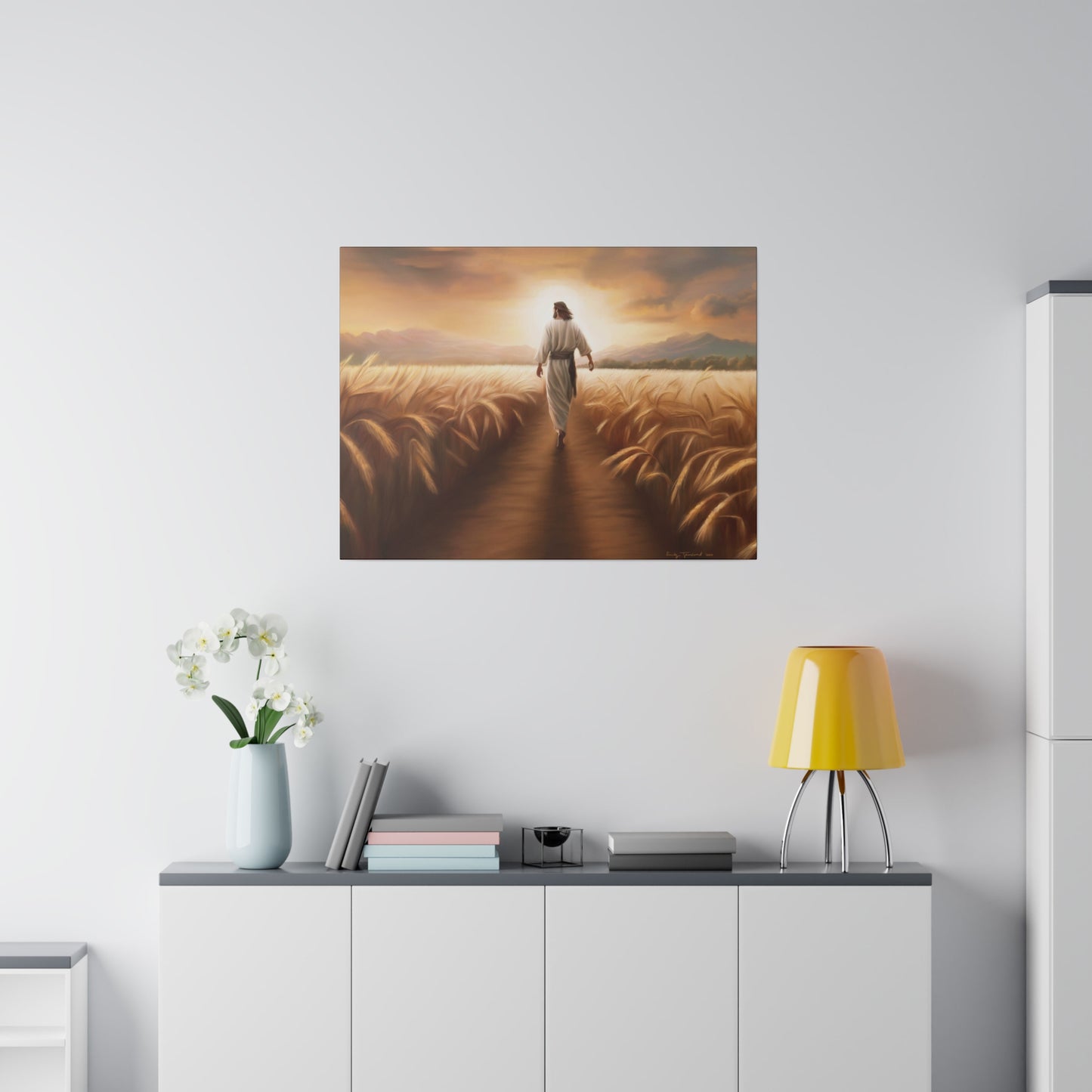 Called To Serve, Fine Art Canvas Print, Missionary Gift, many sizes, Jesus Christ walking through a wheat field, Christian Art