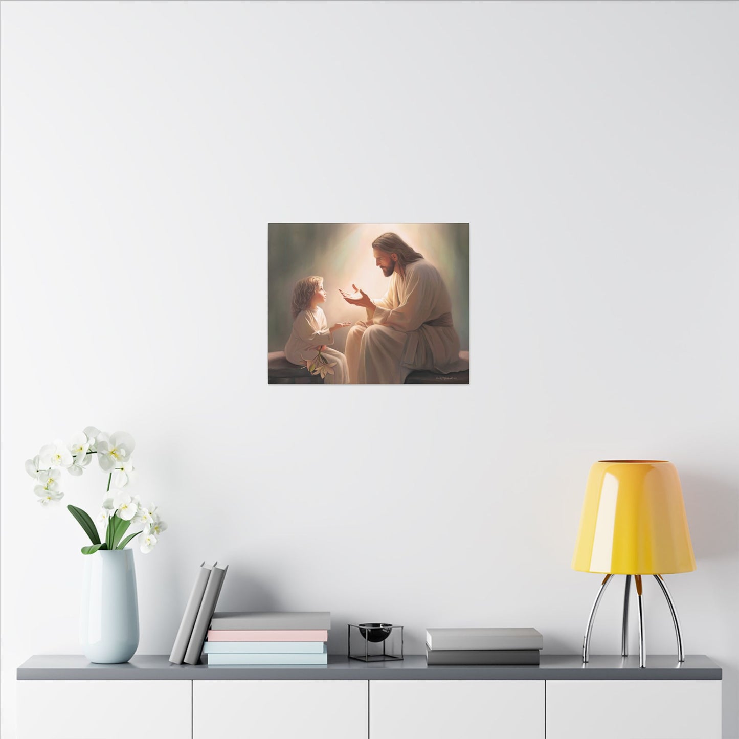 You Are The Light, fine art canvas print, Christian artwork, Jesus with a child, Jesus Christ with a little girl, Consider The Lillies