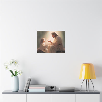 You Are The Light, fine art canvas print, Christian artwork, Jesus with a child, Jesus Christ with a little girl, Consider The Lillies