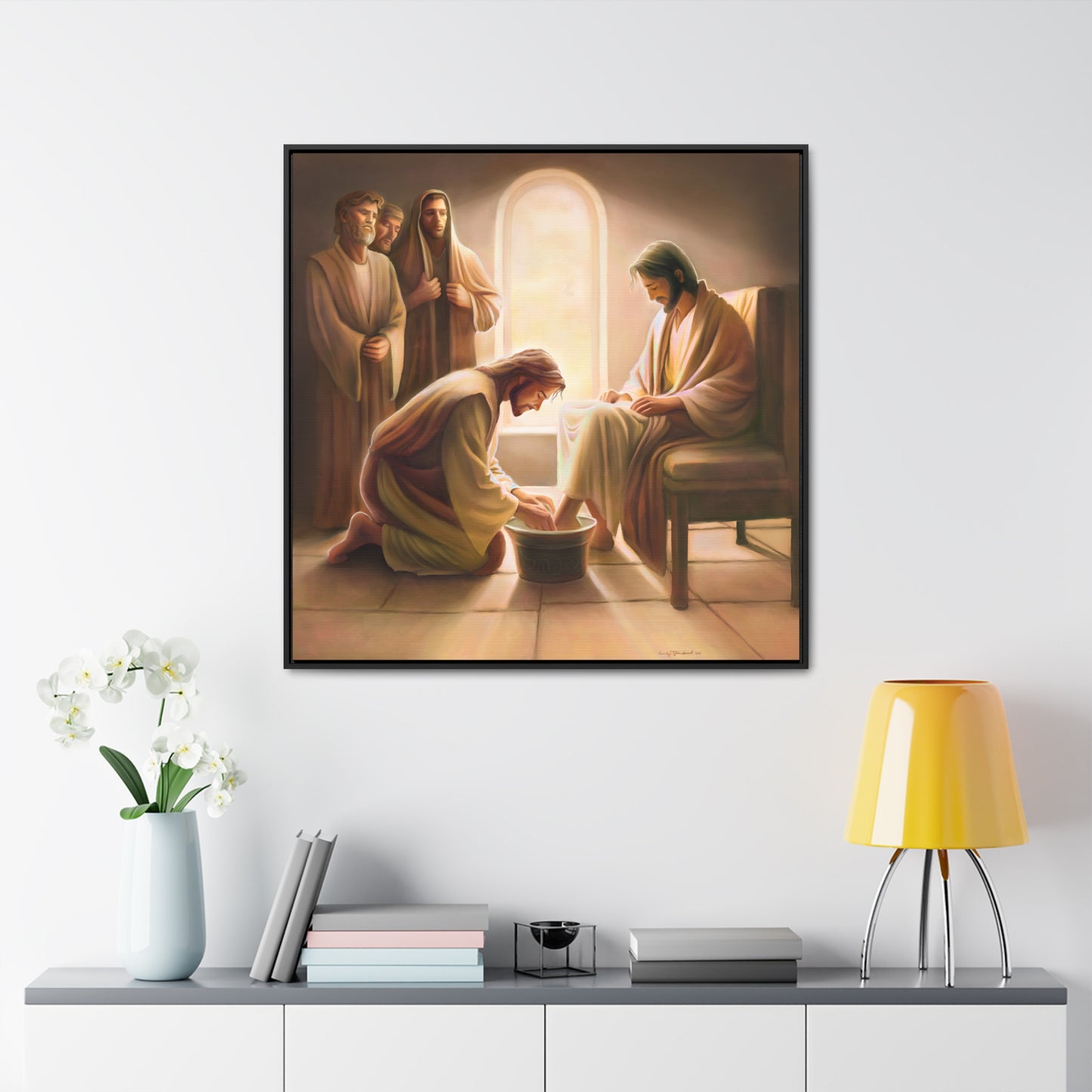 Jesus Washing the Feet, Canvas Print, Framed, The Unconditional Nature of God, Christian Art, Beautiful Art for Church and home, Gift for Him, Gift for Her