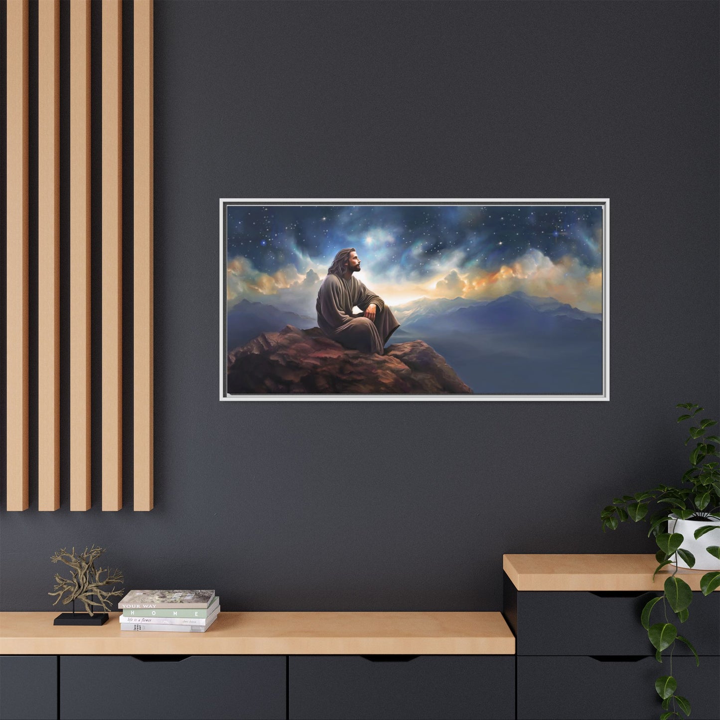 Jesus With The Stars, Framed Fine Art Canvas Print of Handmade Art, many sizes, Christian Art, Christian Gifts